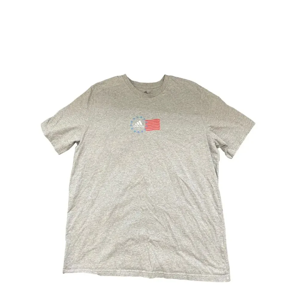Adidas USA Patriotic Graphic T-Shirt Gray Size Large 100%Cotton